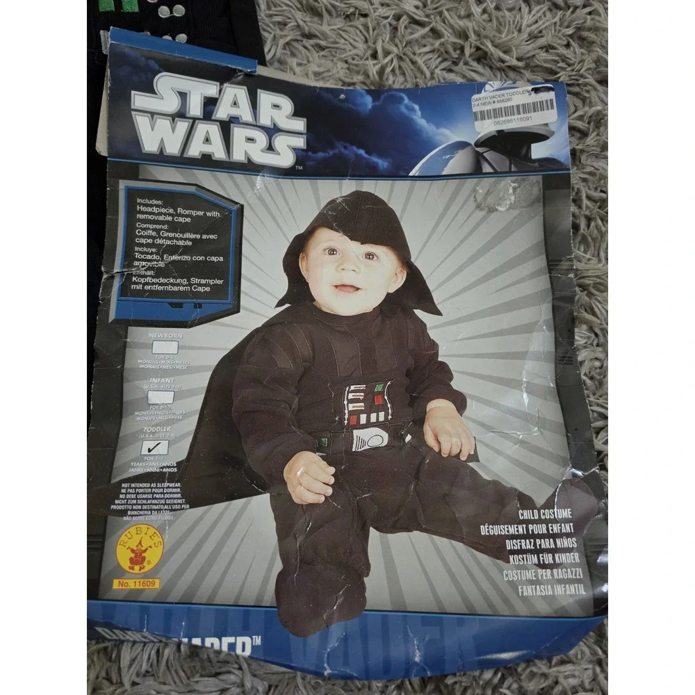 Star Wars Darth Vader Costume Size Toddler 1-2 years Sz 2-4  NIP Halloween